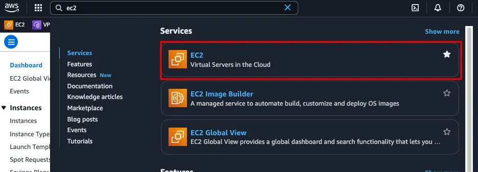 Launching a new EC2 instance in the AWS Console