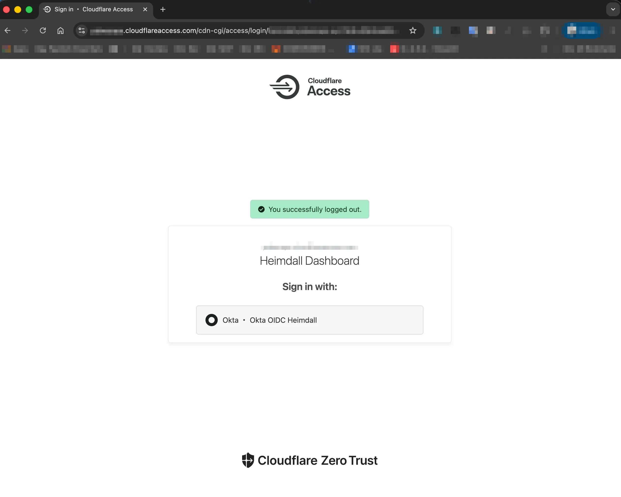 Heimdall zero trust architecture showing Cloudflare Access and auth gateway
